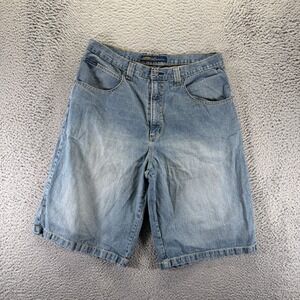 Vintage Urban Extreme Short Men 36 Blue Ramie Denim Bermuda Faded Workwear Baggy